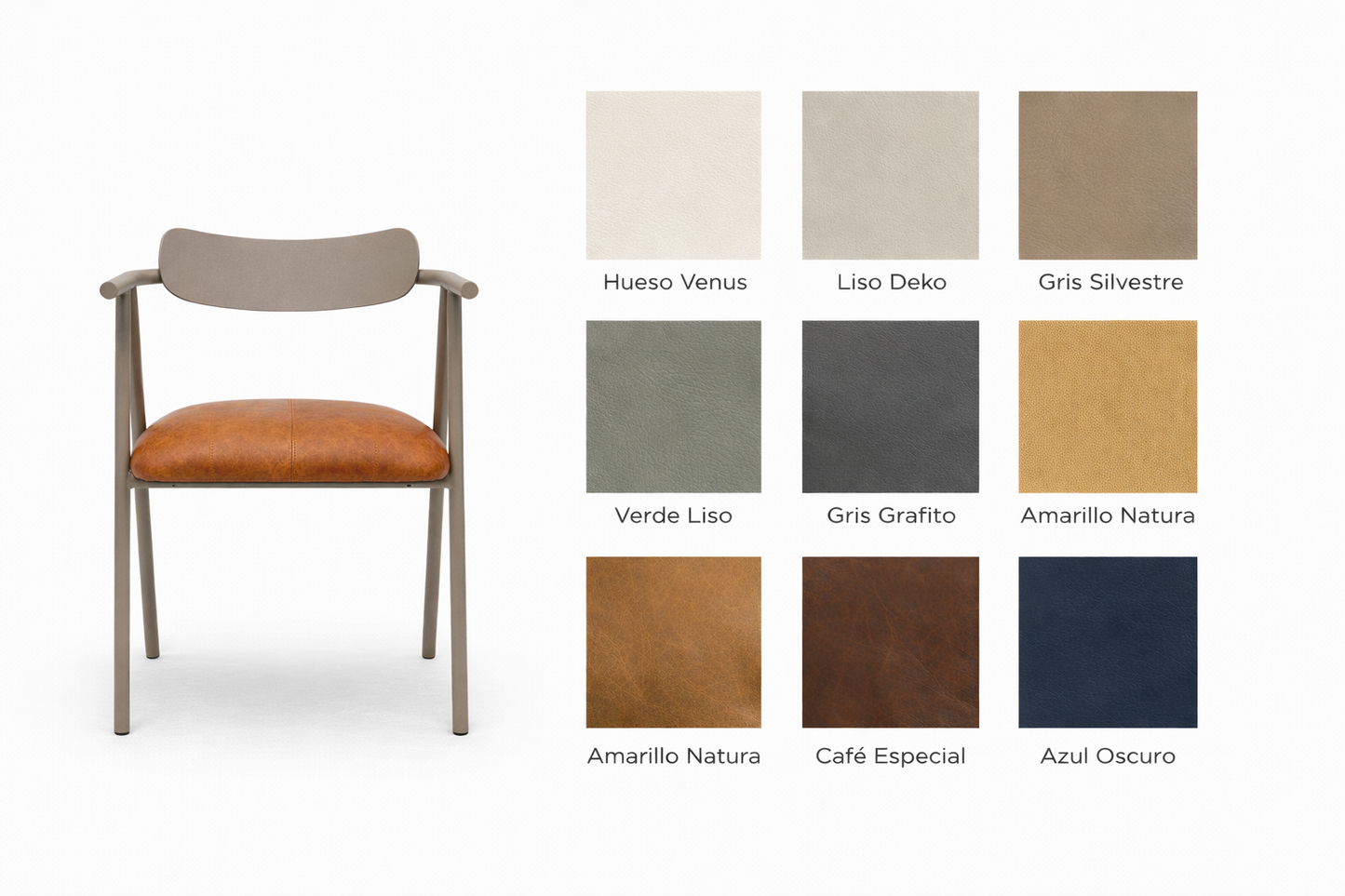 Silla Top con brazos asiento en cuero | The Blue House