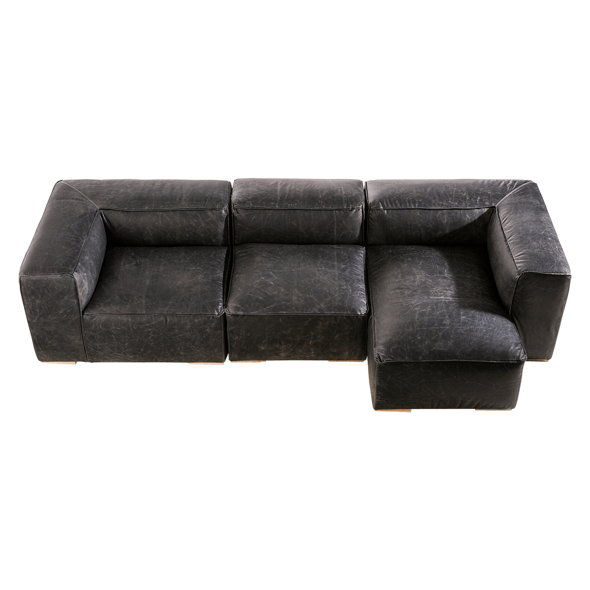 Sofá de cuero L Safi Diseño en Cuero y Roble The Blue House