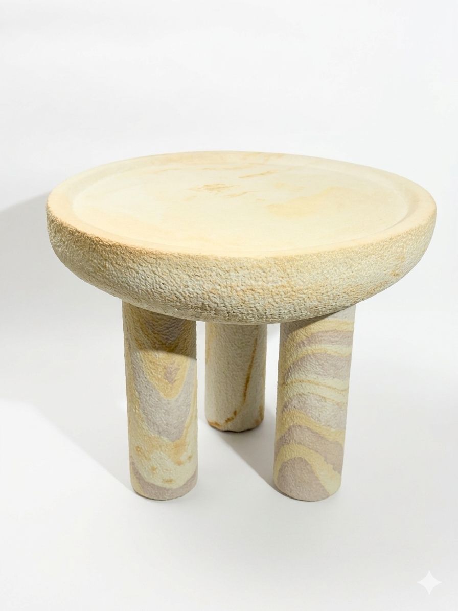 Stool Redondo 3 Patas Fósil Bravío | The Blue House