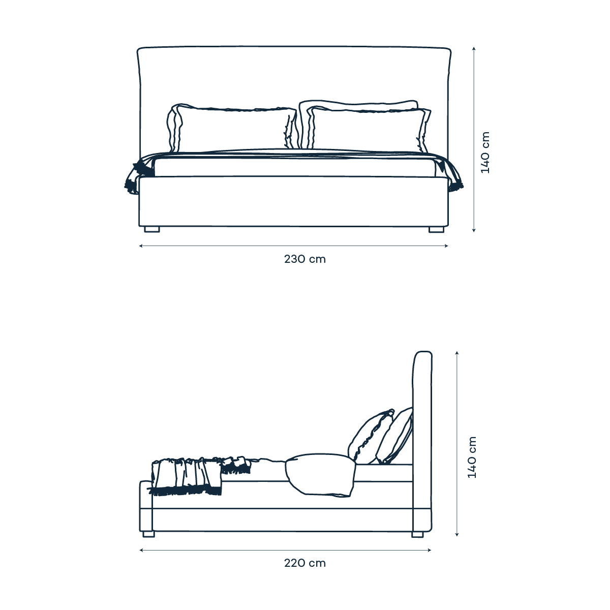 Cama en tela Risanni - Camas - The Blue House